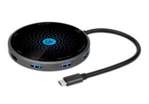 Docking Manhattan USB-C a HDMI USB-C PD 3xUSB-A Lector Tarjetas con Base Carga Inalámbrica