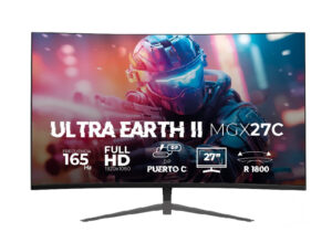 Monitor Gamer Acteck Curvo 27" Ultra Earth II MGX27C VA + 165Hz + 1ms + Full HD 1080p/HDMI + DP + TYPE-C 15W + 3.5mm + VESA 100 x 100 mm Negro